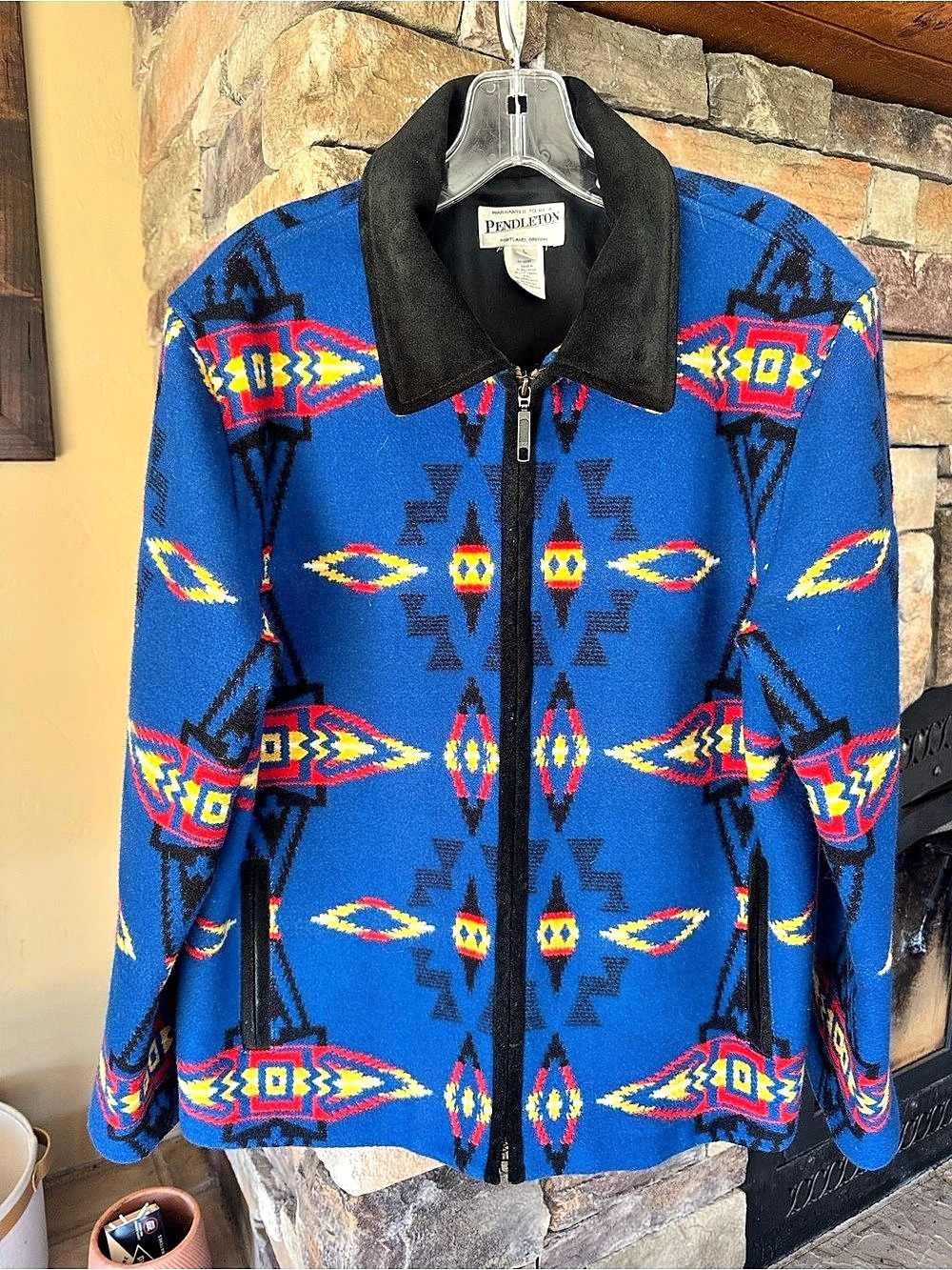 Pendleton Geometric Zip Jacket in Blue & Black